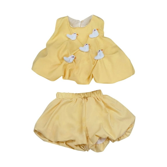 LNMQLPDBS Toddler Baby Girls Summer Clothes Outfits Sports Cute Duck Doll Yellow Suit Summer Clothes Sleeveless Tank Top & Ruffle Shorts 2pcs Set Toddler Kids Cute Outfit Yellow 5-6 Years