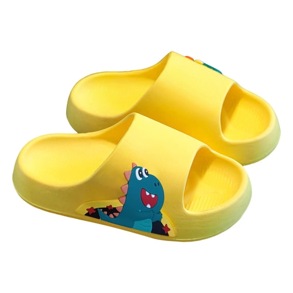 LNMQLPDBS Toddler Beach Shoes Girls Cute Cartoon Dinosaur Soft Sole Comfort Slip Non Slip Open Toe Shower Bathroom Slipper Sandals Water Shoes Ideal Kids Swim Shoes Yellow 3-3.5 Yeras