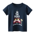 thumbnail image 1 of LNMQLPDBS Toddler Boy Clothes Cute Letters Pattern Printed Short Sleeve T Shirt Crewneck Layering Shirts 18 Months Boy Clothes Summer Blouses for Kids Navy 4-5 Years, 1 of 2