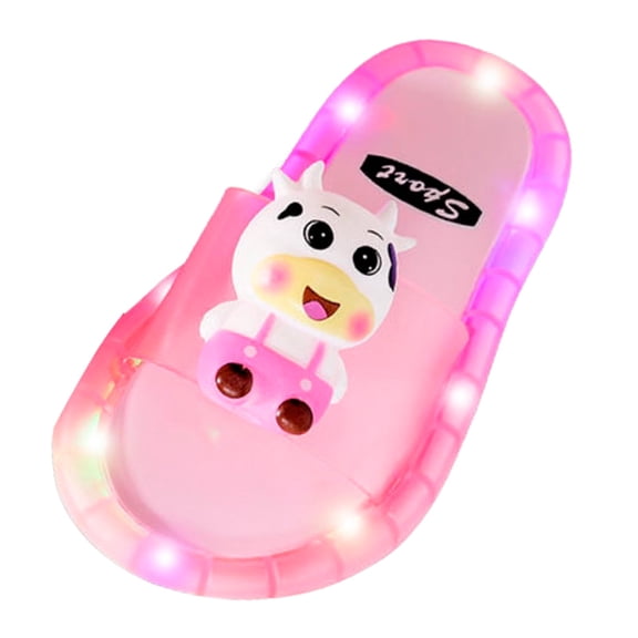 LNMQLPDBS Toddler Boy Sandals Summer Cartoon Decoration Open Toe Flat Hot Led Luminous Slippers for Kids Comfort Soft Sole Toddler Jelly Sandal Casual Kids Slippers Boys Pink 5.5-6 Years