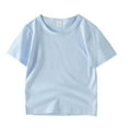 thumbnail image 1 of LNMQLPDBS Toddler Boy Shirts Girls Short Sleeve Crewneck Solid Color Tshirts Soft Breathable Basic Layering Tees Baby Gifts Neutral Baby Clothes Baby Boy Summer Blouse Blue 6-7 Years, 1 of 9
