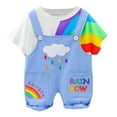 thumbnail image 1 of LNMQLPDBS Toddler Boy Short Summer Rainbow Printed Short Sleeve T Shirt + Cartoon Overalls Suspender Pants with Embroided 2pcs Outfits Unisex Kids Clothes Sets Baby Girl Set for Outdoor Play, 1 of 9