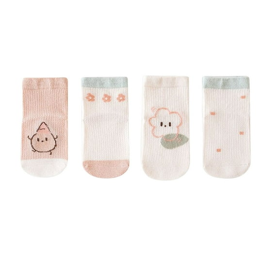 LNMQLPDBS Toddler Boy Socks 4 Pairs Color Block Cartoon Pattern Embroided Baby Socks 18-24 Months Breathable Soft Non-Slip Floor Socks Shorty Socks Girls Running Socks Toddler Athletic Socks