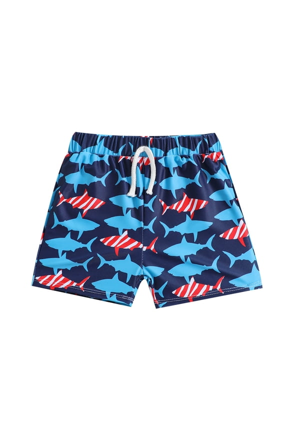 Toddler Boy Swim Trunks Independence Day Red White for Blue Striped Animal Printed Quick Dry Swim Shorts Elastic Kids Swimsuits Boys for Swimming Pool Surfing for Seaside Play