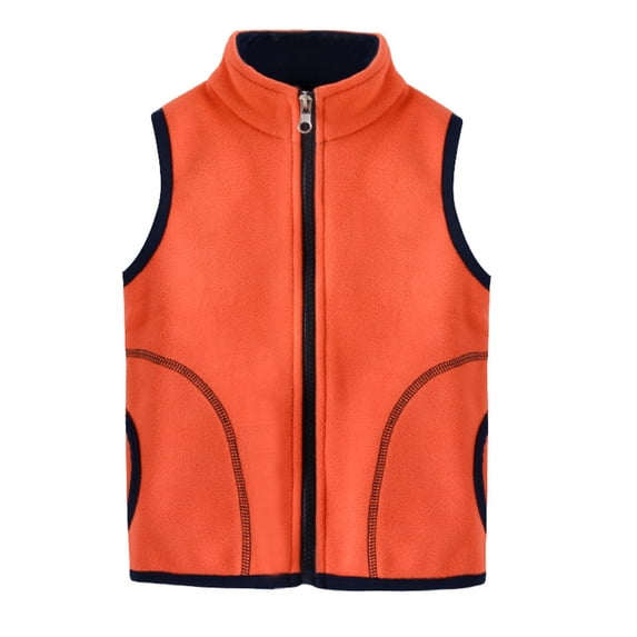 LNMQLPDBS Toddler Boys Fleece Zip Up Vest Kids Lightweight Thermal Gilet Boys Warm Sleeveless Jacket School Outdoor Winter Outerwear with Contrast Piping and Curved Seam