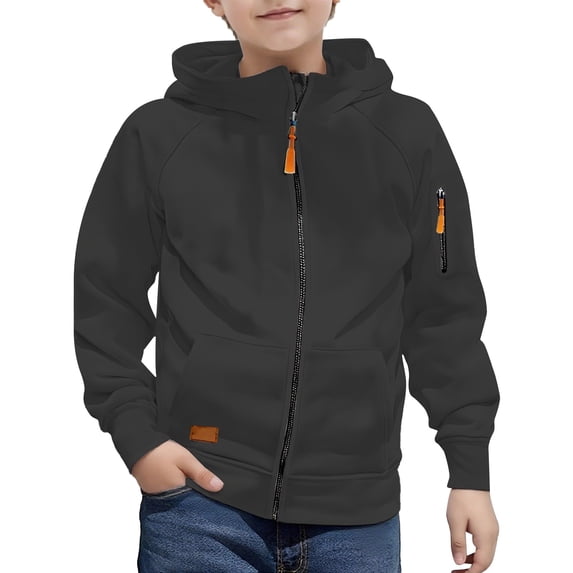 LNMQLPDBS Toddler Boys Full Zip Hoodie Kids Long Sleeve Jacket Teen Casual Zipper Sweatshirt Tween Outdoor Active Coat Lightweight Sport Top Fall Winter Warm Daily School Outwear with Pocket