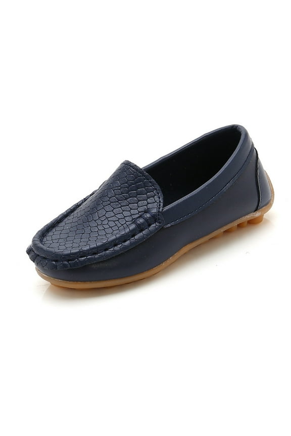 Toddler Boys Girls Loafer Shoes Soft Synthetic Leather Slip On Moccasin Flat Boat Dress Shoes Casual Shoes
