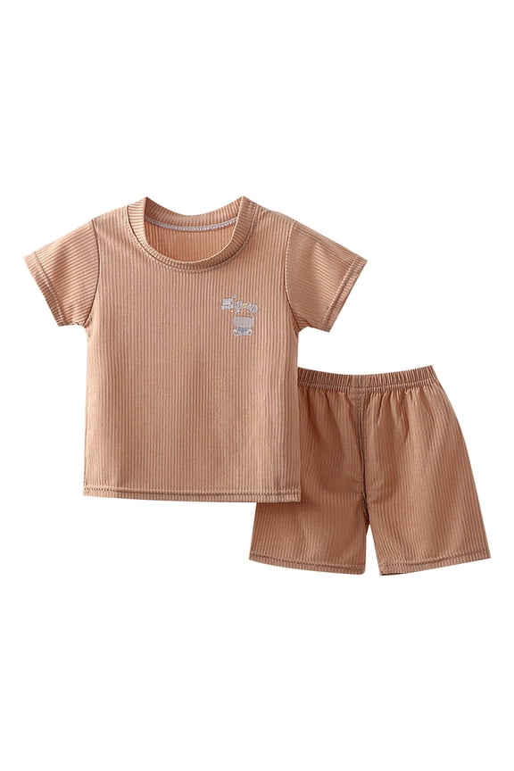 Toddler Boys Shorts Outfits Kids Summer Athletic Tracksuit Solid Color 2-piece Short Sleeve T-shirt and Shorts Casual Clothes Set Conjunto Para Niño
