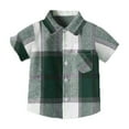 thumbnail image 1 of LNMQLPDBS Toddler Clothes for Boys Girls Flannel Plaid Shirt Short Sleeve Lapel Button Down Pocketed Shirts Regular Fit Casual Summer Tops Green 5 Years, 1 of 5