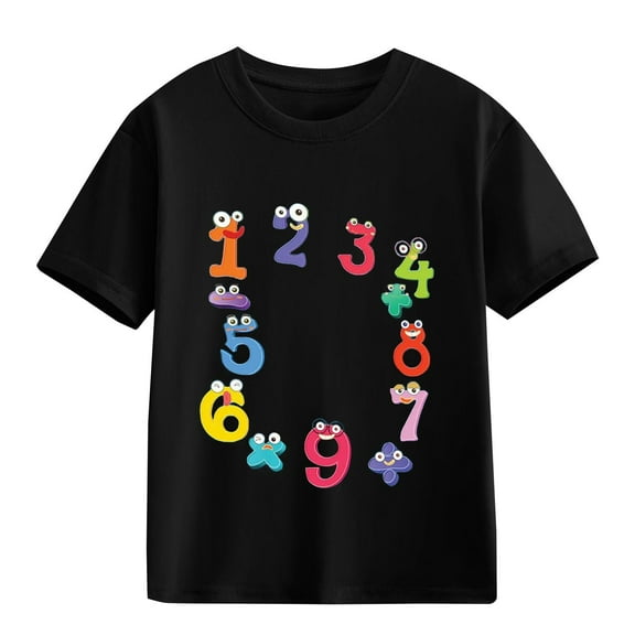 LNMQLPDBS Toddler Clothes for Girls Boys Short Sleeve Tshirts Cute Unisex Baby Digital Graphic Crewneck T Shirt Kids Casual Loose Summer Tops Black 3-4 Years