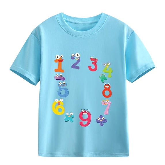 LNMQLPDBS Toddler Clothes for Girls Boys Short Sleeve Tshirts Cute Unisex Baby Digital Graphic Crewneck T Shirt Kids Casual Loose Summer Tops Sky Blue 10-11 Years