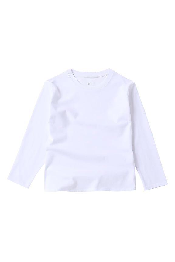 Toddler Crewneck Sweatshirt Solid Color Long Sleeve Blouses Kids Basic Layering T Shirt Baby Girls Boys Casual Loose Soft Tops for Spring Summer White 3-4 Years