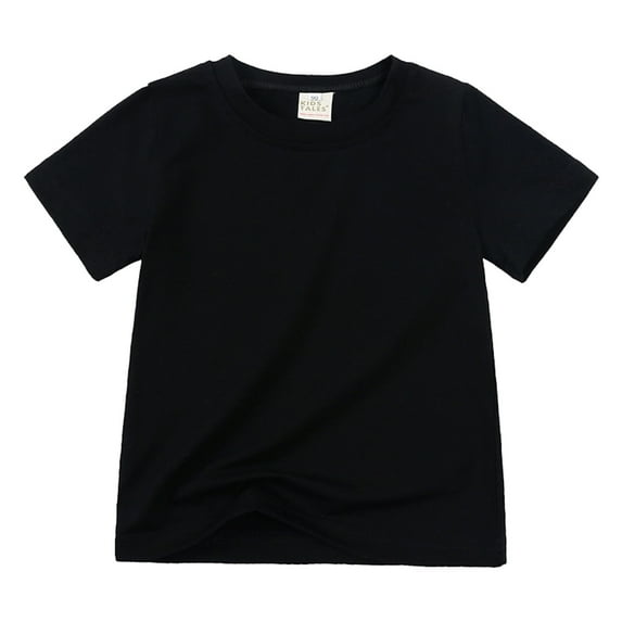 LNMQLPDBS Toddler Cute Shirts Soft Cotton Tees Short Sleeve Solid Casual Crewneck Shirt for Girls Kids Clothes Summer Tops T-Shirt Boys Athletic Top Black 8-9 Years