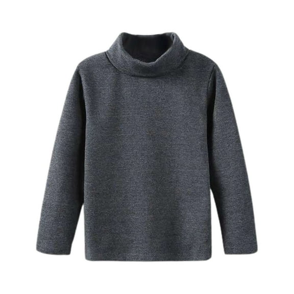 LNMQLPDBS Toddler Girl Boys Sweatshirt Children Unisex Solid Color Warm Tee Turtleneck Long Sleeve Soft T-Shirts Kids School Uniform Dark Gray 6-7 Years