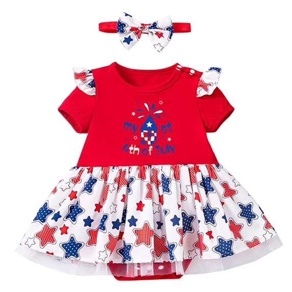 LNMQLPDBS Toddler Girl Clothes Sets Letters Printed Ribbed Ruffle Trim Short Sleeve Onesies & Floral Printed Skirt with Bow & Headband 3pcs Sets 0-3 Months Baby Girl Clothes