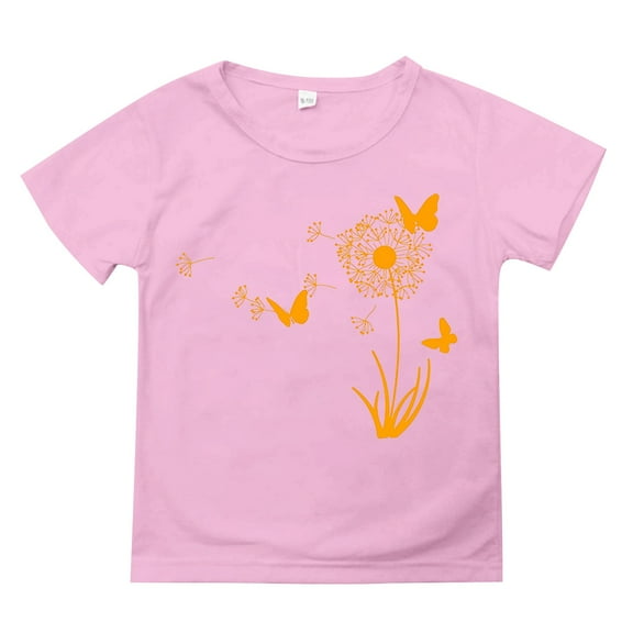LNMQLPDBS Toddler Girl Clothes Summer Flower Printed Shirts Short Sleeve Crewneck Loose T-Shirts Casual Soft Cute Tops for Teen Girls Pink 9-10 Years