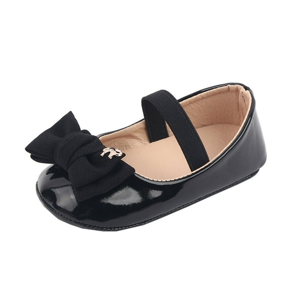LNMQLPDBS Toddler Girl Flat Shoes Princess Shoes with Bowknot Baby Sneaker Shoes Black Shoes for Toddler Girls Closed Toe Lightweight Outdoor Casual Summer First Walkers Shoes﻿ Black 6-12 Months