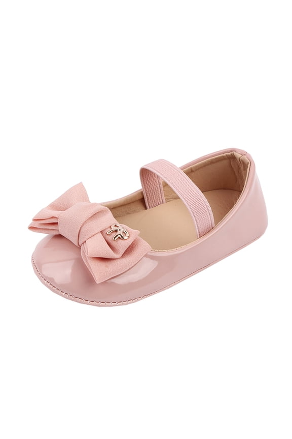 Toddler Girl Flat Shoes Princess Shoes with Bowknot Baby Sneaker Shoes Black Shoes for Toddler Girls Closed Toe Lightweight Outdoor Casual Summer First Walkers Shoes Pink 12-18 Months