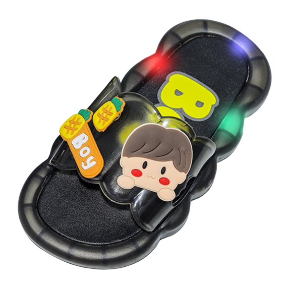 LNMQLPDBS Toddler Girl Sandals Cute Childrens Cartoon Flash Jelly Slippers Summer Soft Sole Non-Slip Open Toe Flat Sandals for Indoor and Outdoor Trendy Slippers for Kids Black 9-9.5 Years