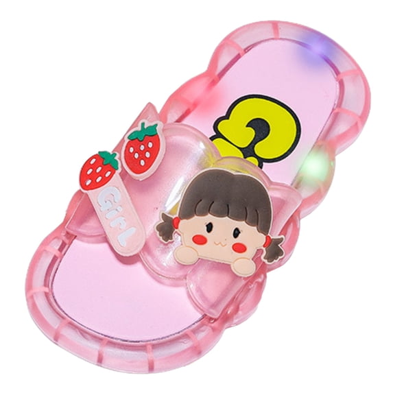 LNMQLPDBS Toddler Girl Sandals Cute Childrens Cartoon Flash Jelly Slippers Summer Soft Sole Non-Slip Open Toe Flat Sandals for Indoor and Outdoor Trendy Slippers for Kids Red 3.5-4 Years