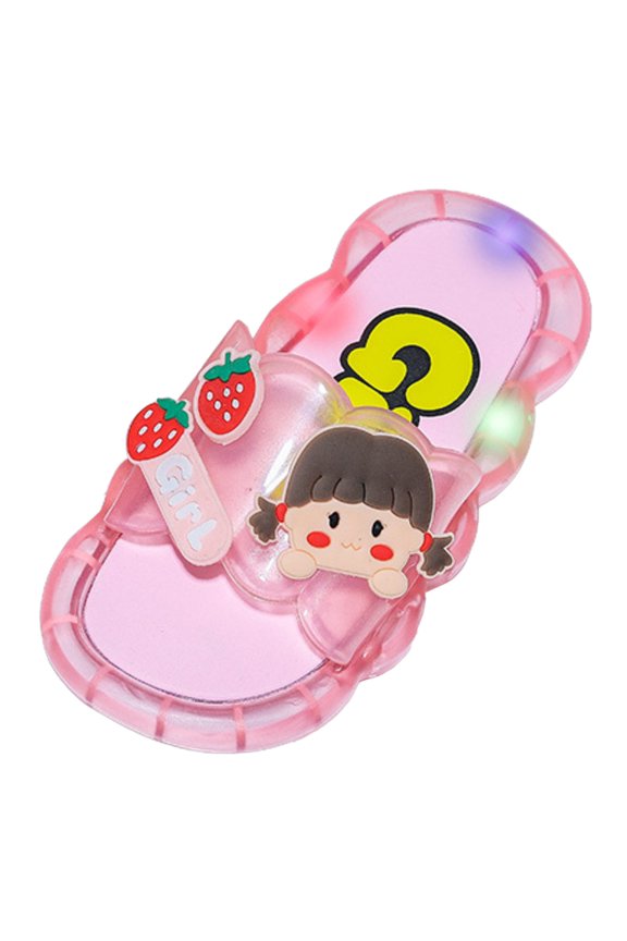 Toddler Girl Sandals Cute Childrens Cartoon Flash Jelly Slippers Summer Soft Sole Non-Slip Open Toe Flat Sandals for Indoor and Outdoor Trendy Slippers for Kids Red 2.5-3 Years