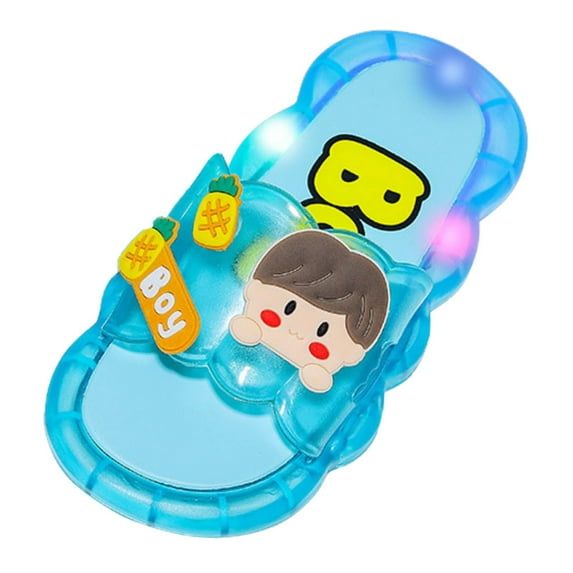 LNMQLPDBS Toddler Girl Sandals Cute Childrens Cartoon Flash Jelly Slippers Summer Soft Sole Non-Slip Open Toe Flat Sandals for Indoor and Outdoor Trendy Slippers for Kids Blue 5.5-6 Years