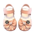 thumbnail image 1 of LNMQLPDBS Toddler Girl Sandals Round Toe Soft Soles Non Slip Princess Shoes Floral Bowknot Decoration Adjustable Band Close Toe Toddler Shoes Size 6 Cute Dress Shoes for Daily Outdoor, 1 of 8