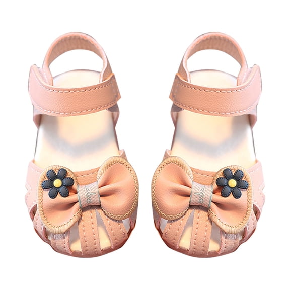 LNMQLPDBS Toddler Girl Sandals Round Toe Soft Soles Non Slip Princess Shoes Floral Bowknot Decoration Adjustable Band Close Toe Toddler Shoes Size 6 Cute Dress Shoes for Daily Outdoor