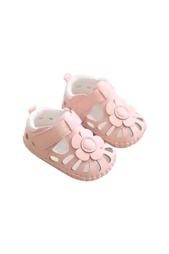 Toddler Girl Shoes Breathable Shoes Solid Color Flower Decoration Soft Shoe Cover 0 to 18 Months Baby Shoes 12-18 Months Infant Kids Dress Shoes with Adjustable Strap for Communion