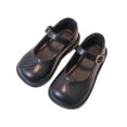 thumbnail image 1 of LNMQLPDBS Toddler Girl Shoes Girl's Adjustable Buckle Solid Color Leather Princess Shoes Flower Girl Dressy Non-Slip Flat Dress Shoes Little Girl Shoes for Communion Party and School, 1 of 8