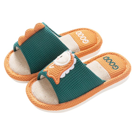 LNMQLPDBS Toddler Girl Slippers Cartoon Dinosaur Letters Pattern House Slippers for Toddler Soft Sole Open Toe Comfort Indoor Home Slippers for Girls and Boys Little Kids Sandals Green 5.5-6 Years