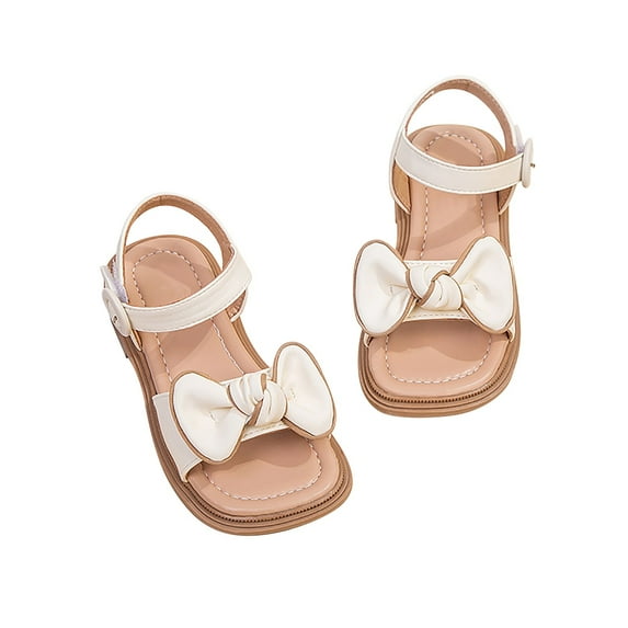 LNMQLPDBS Toddler Girl Summer Shoes Little Child Soft Bottom Non-Slip Color Block Bow Decoration Sandals Comfort Flat Princess Shoes Girls Sandals Size 12 Dress Shoes for Flower Girl