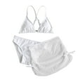 thumbnail image 1 of LNMQLPDBS Toddler Girl's 3 Piece Swimsuits Layered Tulle Soild Bikini Adjustable Cross Back Bathing Suit Swim Briefs Girls Bikini Beach Swimwear Set Girls Rash Guard Swimsuit Summer Beach Outfit, 1 of 7