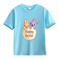 thumbnail image 1 of LNMQLPDBS Toddler Girls Clothes Easter Shirts Bunny Eggs Graphic Short Sleeve Crewneck T-Shirt Funny Letter Printed Basic Tops for Summer, 1 of 1