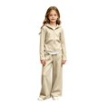 thumbnail image 1 of LNMQLPDBS Toddler Girls Curved Hem Sweatsuit Set Kids Relaxed Wide Leg Outfit Teen Casual 2 Piece Activewear Tween Layered Zip Up Hoodie and Pants for School Daily Wear, 1 of 4