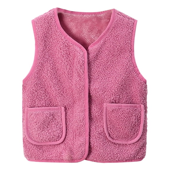 LNMQLPDBS Toddler Girls Warm Fleece Lined Sherpa Vest Winter Sleeveless Zip Up Outerwear Gilet Casual Pocketed Layering Waistcoat for Kids Cold Weather Fall Winter Casual Wear