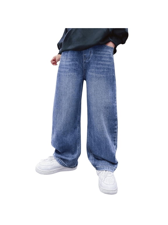 Toddler Jeans Boys 2t Jeans Flare High Waisted Wide Leg Jeans Sweat Pants Size 10-12 Warm Clothes Cute Clothes 12 Month Clothes, Light Blue 9-10 Years