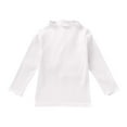 thumbnail image 1 of LNMQLPDBS Toddler Long Sleeve Shirt Girl Solid Color Ruffle Edge Stand Collar Tops Toddler Girl Soft Casual Fitted Sweatshirt Cute Blouse for School Vacation Daily White 18-24 Months, 1 of 3