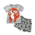 thumbnail image 1 of LNMQLPDBS Toddler Pajamas Baby Boys Kids Toddler Dinosaur T Shirt Tops+ Shorts Pajamas 2PCS Outfits Set Baby Pajamas Grey 4-5 Years, 1 of 4