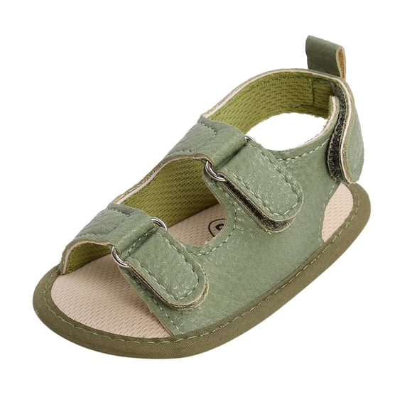 LNMQLPDBS Toddler Sandals Boy Non-Slip Flat Shoes Baby Boys Girls Summer Sandals Outdoor Beach Closed-ToeSoft Rubber Sole Leather Casual Shoes for Unisex Baby Boys First Walkers Green 0-6 Months