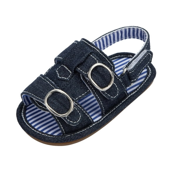 LNMQLPDBS Toddler Sandals Boys Girls Open Toe Denim Shoes with Striped First Walkers Non-Slip Soft Sole Sandals Summer Toddler Flat Sandals Outdoor Baby Sneakers Beach Unisex Baby Casual Sandals
