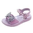 thumbnail image 1 of LNMQLPDBS Toddler Sandals Girl Shining Bow Decoration Open Toe Ankle Strap Dress Shoes Comfort Soft Sole Non-Slip Princess Shoes Baby Girl Shoes for Summer Outdoor Big Girls Sandals, 1 of 6