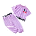thumbnail image 1 of LNMQLPDBS Toddler Sets for Girls Cherry Graphic Letters Printed Short Sleeve Crewneck T-Shirt & Loose Elastic Waist Pants 2pcs Outfits Baby Girl Clothes Kids Casual Sport Set for Spring Summer, 1 of 6