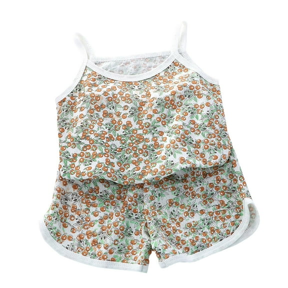 LNMQLPDBS Toddler Sets for Girls Home Set 2pcs Cute Print Summer Sleeveless Cami Tops and Shorts Infant Outfits Set Baby Girl Gifts Newborn Gift Set Kids Soft Cute Summer Vest Outfits