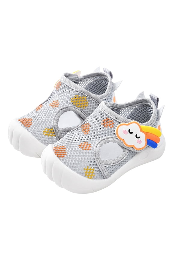 Toddler Summer Shoes Color Block Printed with Mesh Anti Kick Breathable Wear Sandals Non-Slip Cute First Walking Sneakers Anti-Slip Sole Summer Sandals for Toddler Boys Girls