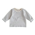 thumbnail image 1 of LNMQLPDBS Toddler Sweatshirt Girls Boys Long Sleeved Crewneck Layering Tshirts Striped Color Block Soft Casual Blouse Cute Spring Summer Tops Khaki 0-3 Months, 1 of 9