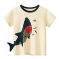thumbnail image 1 of LNMQLPDBS Toddler T Shirt Shark Pattern Printed Short Sleeve Casual Shirts Crewneck Casual Sport Tees 4 Year Old Girl Birthday Gifts Baby Clothes Boy Cute Summer Tops Beige 3-4 Years, 1 of 5