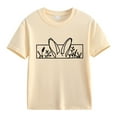 thumbnail image 1 of LNMQLPDBS Toddler T Shirts Cute Bunny Ears Graphic Printed Summer Blouses Short Sleeve Crewneck Easter T-Shirt Soft Loose Casual Tops for Kids Beige 4-5 Years, 1 of 1