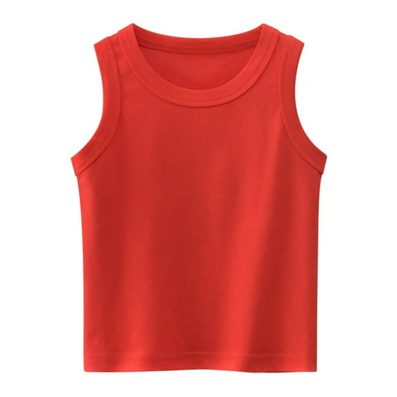 LNMQLPDBS Toddler Tank Tops Boys Girls Solid Color Binding Sleeveless Crewneck Shirts Toddler Girl Clothes Baby Boy Summer Clothes for Beach Party Shirts for Kids Red 6-7 Years