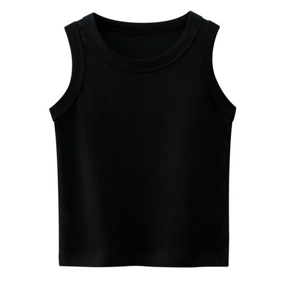 LNMQLPDBS Toddler Tank Tops Boys Girls Solid Color Binding Sleeveless Crewneck Shirts Toddler Girl Clothes Baby Boy Summer Clothes for Beach Party Shirts for Kids Black 3-4 Years